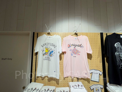 ペリカンTシャツ(シロ)とウミガメTシャツ(ピンク)