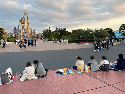 エレクトリカルパレード・ドリームライツの待ち列(18時30分ごろ)