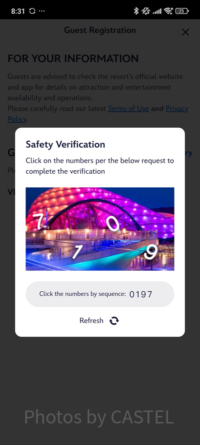 上海ディズニー入園予約：ときどき、ボットでないかを確認する認証ポップアップが出るので対応しましょう。