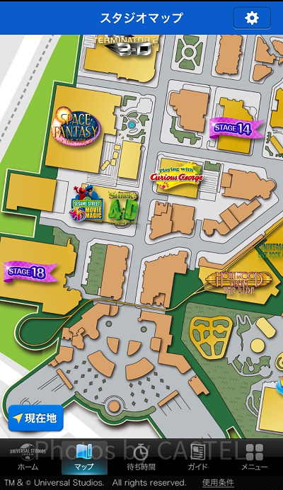 USJ公式アプリ・マップ画面