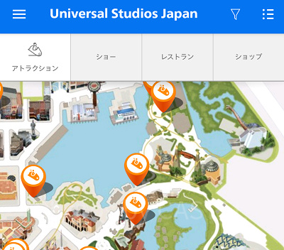 USJ公式アプリのパークマップ