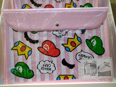 総柄×ピンクストライプ柄ステーショナリーケース