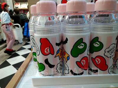 総柄×ピンクストライプ柄ウォーターボトル