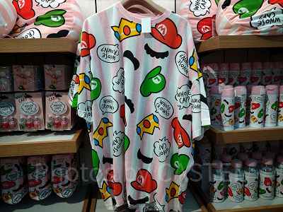 総柄✕ピンクストライプ柄ビッグTシャツ