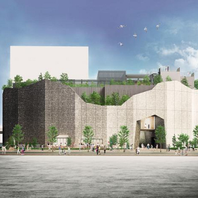 大地と水の織り成す土地をイメージした建物