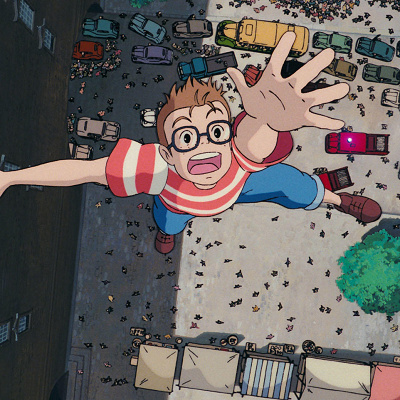 飛行船から落ちていくトンボ