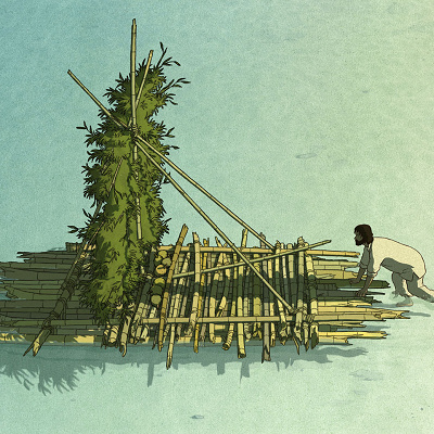 イカダで無人島脱出を試みる男／レッドタートル