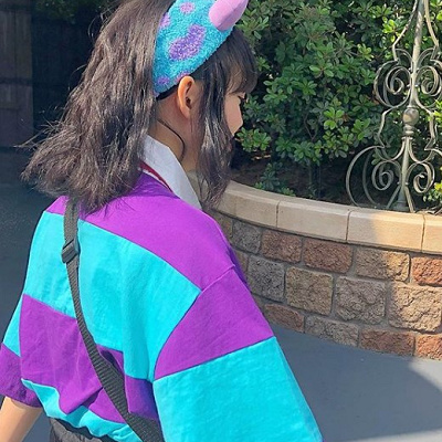 紫×水色がインパクト大なサリーコーデ