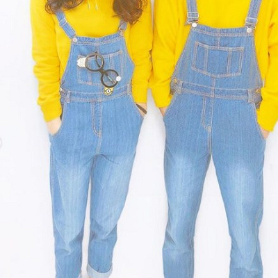 黄色のフーディーとカバーオールでミニオンなりきりコーデ！