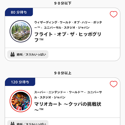 アトラクション待ち時間