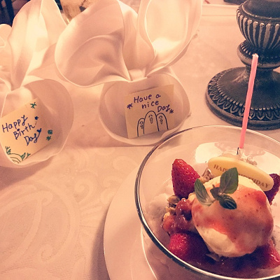 誕生日仕様のデザート