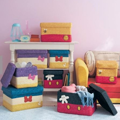 ふた付きキャラクターバスケット