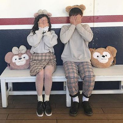 チェックパンツ