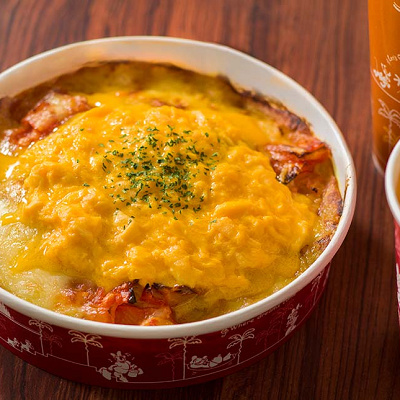 チキンとスクランブルエッグのドリア(カレー風味)