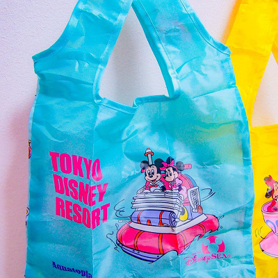 ディズニーガチャガチャのエコバッグ（水色）