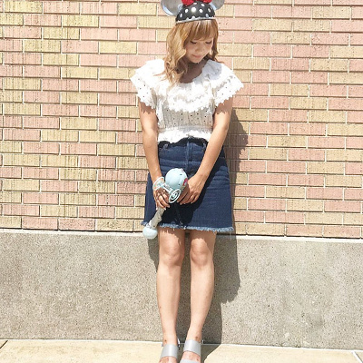 ドットミニーイヤーハットコーデ（ブラック）