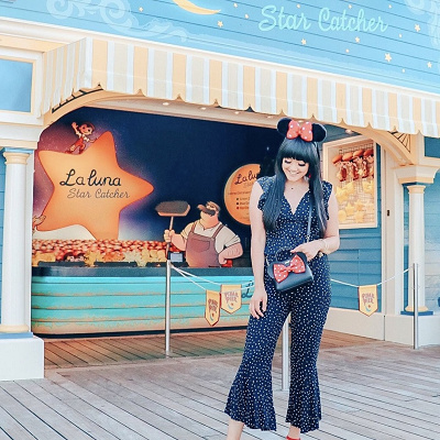 ドットロンパースコーデ