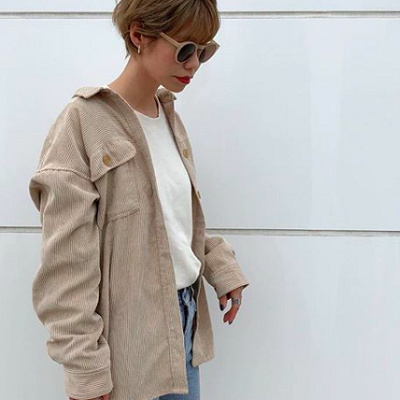 例④コーデュロイで春らしく