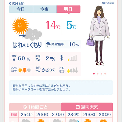 おしゃれ天気の画面