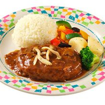 ハンバーグステーキバターライス添え