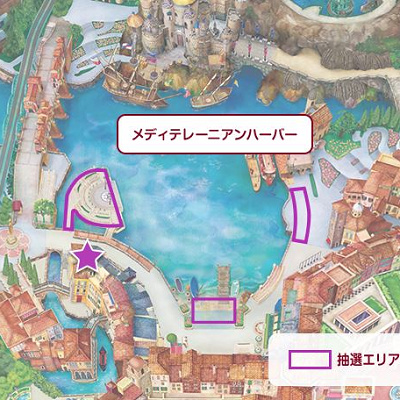 抽選会場（★印）と抽選エリア