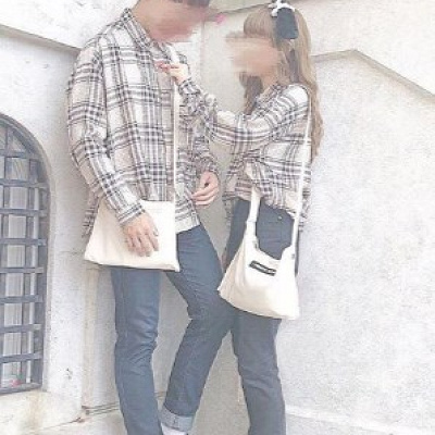 おそろいチェックシャツカップルコーデ