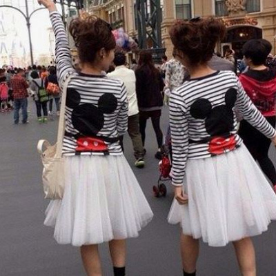 ミッキーニット×チュールスカート