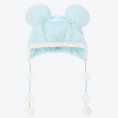 ミッキーふわふわ紐付きファンキャップ（ブルー）