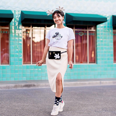 ミッキーTシャツコーデ