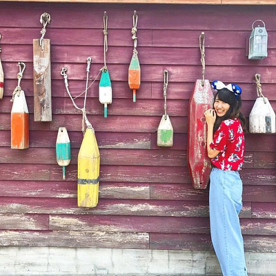 ミニーマウスアロハシャツコーデ①