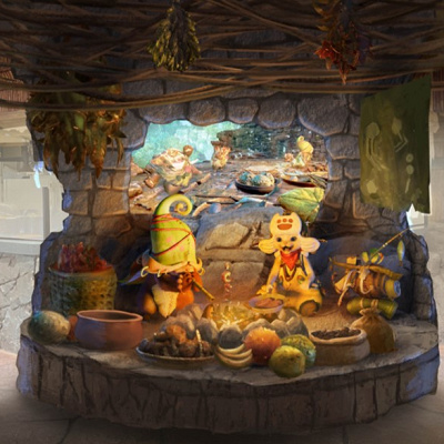 ゲストを出迎えるモリバーとオトモアイルー