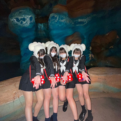 紺色セーラー服 白ファンキャップ ミニーポップコーンバケット