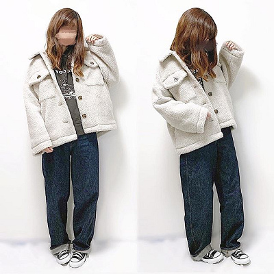 かわいらしさあふれる表ボアコーデ