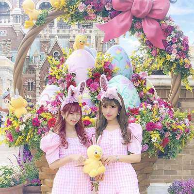 ピンクのセットアップコーデ