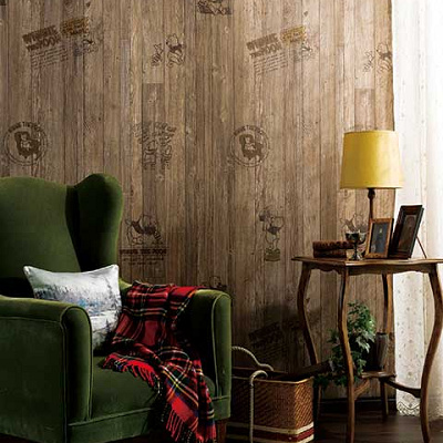 プー／ビンテージウッドの壁紙