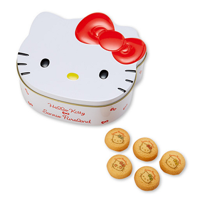 キティの顔の缶が可愛いプリントクッキー