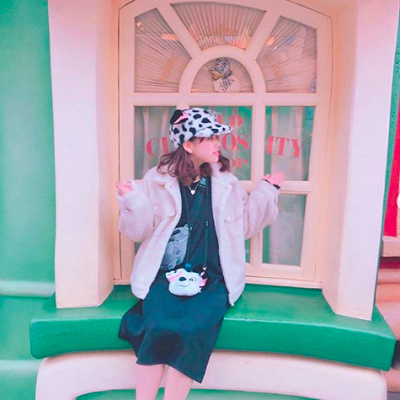 1月のおすすめコーデ②モコモコアウターと帽子であったかコーデ