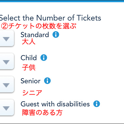 チケットの枚数を選ぶ