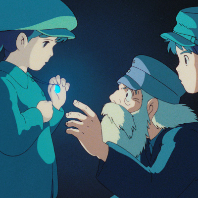 飛行石の話を聞くシータとパズー