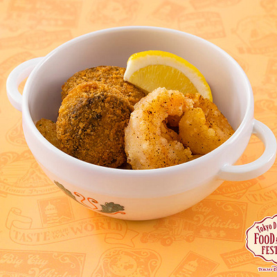 イカスミのアランチーニとシュリンプフリット