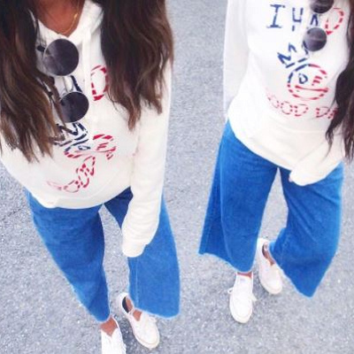 スウェット×デニム