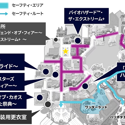 「ハロウィーン・ホラー・ナイト」の開催場所マップ