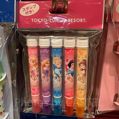 カラーペン5本スタンプ付き（ディズニープリンセス）
