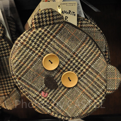 BOB's FAVORITE BEARシリーズのティッシュポーチ（ブラウンチェック）