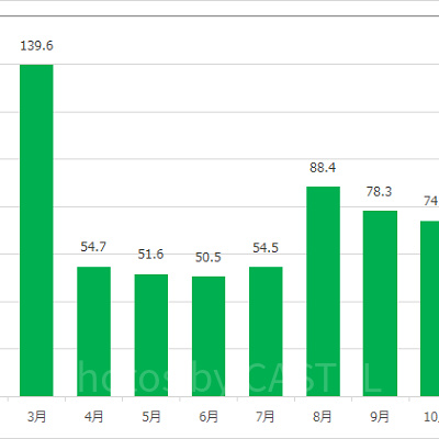 センター・オブ・ジ・アースの月別平均待ち時間