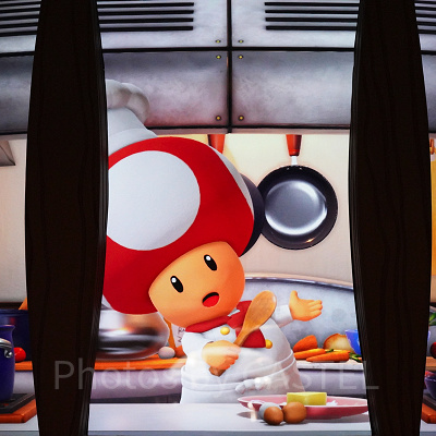 キノピオ・カフェで料理を振る舞ってくれる「シェフ・キノピオ」