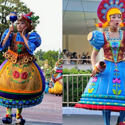 木彫り人形モチーフの衣装を着たダンサー