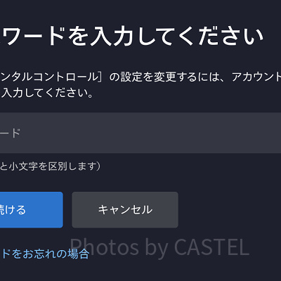 ディズニープラス：パスワード入力画面