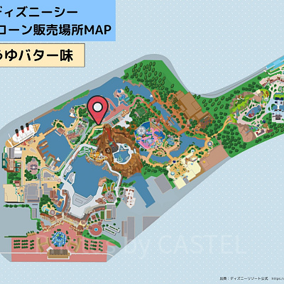 ディズニーシーのポップコーン：販売場所MAP（しょうゆバター味）