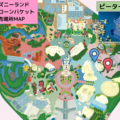 ディズニーランドのポップコーンバケット販売場所MAP：ピーターパン